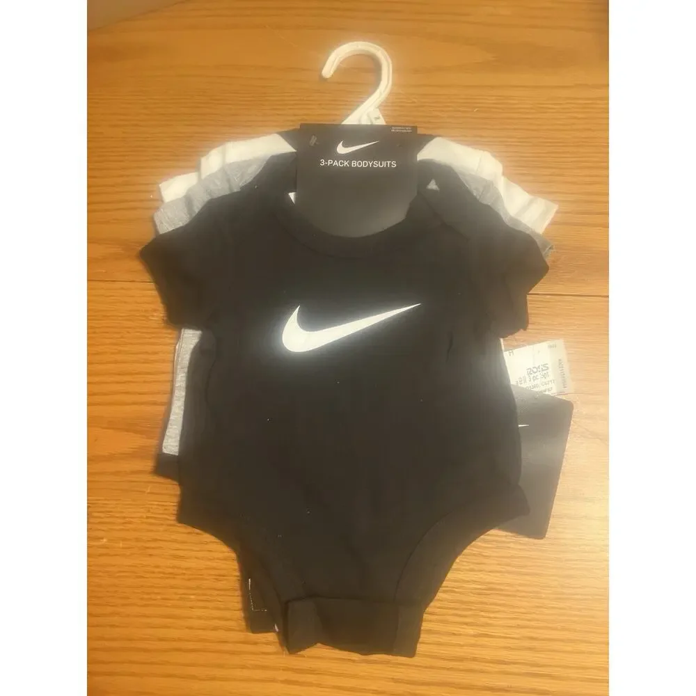 Nike Baby “Just Do It” 3-Pack Bodysuits White Multi Size 3M NWT
